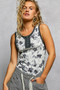POL Floral Round Neck Cropped Ribbed Tank