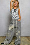 POL Floral Round Neck Cropped Ribbed Tank