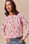 SO ME Floral Print Button Front Sweater Cardigan Top