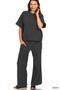 Zenana Ribbed Round Neck Tee & Pants Set