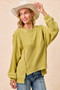 BiBi Boucle Rib Knit Uneven Hem Sweater With Open Seam