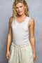 POL Round Neck Cropped Tank with Lace Trim