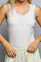 POL Round Neck Cropped Tank with Lace Trim