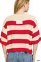 Zenana Split Neck Stripe Sweater
