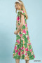 Umgee Mix Bold Floral Tiered Midi Dress