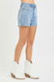 RISEN High Rise Denim Shorts with Embroidered Detail