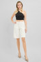 RISEN Slouchy Relaxed Floral Embroidered Bermuda Denim Shorts