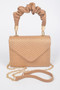 Faux Straw Top Handle Flap Bag