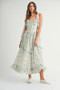 MABLE Floral Printed Shoulder Strap Midi Dress