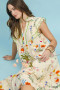 Umgee Floral Ruffle Tiered Midi Dress with Scalloped Detail