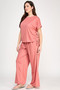 Plus Size Knit Linen Dolman Ruched Top