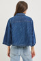 RISEN Double-Breasted Flowy Cropped Denim Jacket