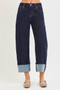 RISEN Slouchy Crop Barrel Cuffed Hem Jeans