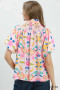 Umgee Folk Art Print Top with Smocked Detail