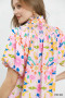Umgee Folk Art Print Top with Smocked Detail