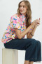 Umgee Folk Art Print Top with Smocked Detail