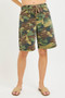 RISEN Camo Print Slouchy Jorts with Eyelet Drawstring