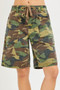 RISEN Camo Print Slouchy Jorts with Eyelet Drawstring
