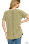 Zenana French Terry Washed Curved Hem Top