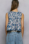 POL Floral Round Neck Cropped Pintuck Tank