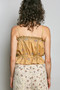 POL Button Down Floral Embroidered Cropped Cami with Lace Detail