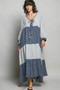 POL Tiered Boho Two-Tone Maxi Dress