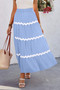 Waves Print Pleated Elastic Waist Band Skirt