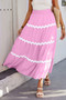 Waves Print Pleated Elastic Waist Band Skirt