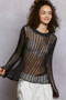 POL Openwork Round Neck Knit Cover Up