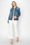 RISEN Full Size Distressed Button Up Jacket