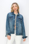 RISEN Full Size Distressed Button Up Jacket