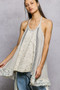 POL Lace Ruffle Halter Neck Double Gauze Top with Crochet Patch