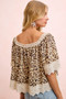 BiBi Leopard Lace Mix And Match Square Neckline Top