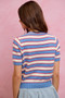 SO ME Stripe Knit Crew Neck Short Sleeves Sweater Top