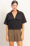 Collared V-Neck Top​