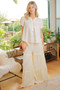 BiBi Floral Crinkle Neckdrop Short Sleeve Blouse Top