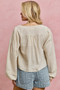SO ME Linen Blend Woven Long Sleeve With Smocking Top