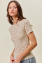 SO ME Floral Print Lace Short Sleeves Layering Knit Top