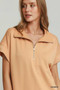 Umgee Half Zip Pullover with Scalloped Edge Hem