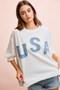 BiBi 4th Of July Usa Letter Patchwork French Terry Top