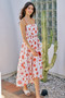 SO ME Shell Print Tiered Lined Midi Cami Dress With Belt