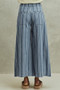 SO ME Mid Rise Stripe Denim Washed Pleat Wide Leg Pants