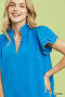 Umgee Scalloped Ruffle Sleeve Top