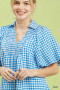 Umgee Smocked Yoke Puff Sleeve Gingham Blouse