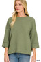 Zenana Double Knit 3/4 Sleeve Top