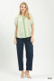 Umgee Checker Puff Sleeve Button Front Blouse