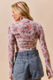 SO ME Floral Rose Print Mesh Sheer Layering Top