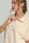 Umgee Ruffle Quarter Zip Short Sleeve Top