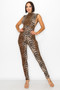 Animal Open Side Detail Skinny Jumpsuit