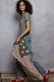 POL V-Neck Short Sleeve Top with Stitch Seam Detail